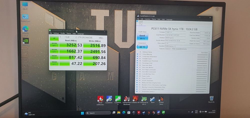 Asus Tuf F15 12700H, RTX 4060, 32GB, 1TB, 2K, 165hz