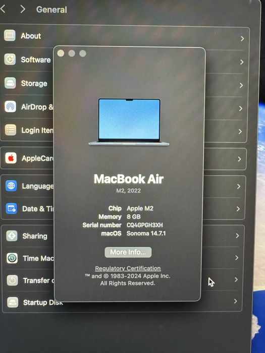 MacBook Air M2 | Ca NOU | 25 Cicluri | Midnight | 13” | 8GB | 256GB