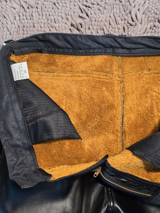 Кожаные брюки утепленные