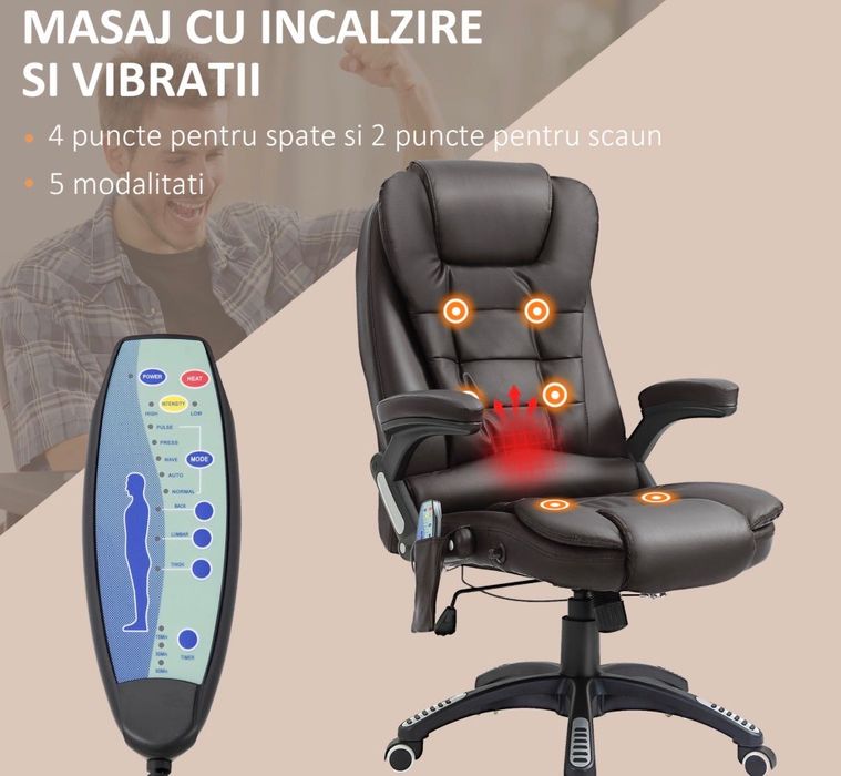 Scaun fotoliu Birou – Masaj, incalzire & Reglaj Electric