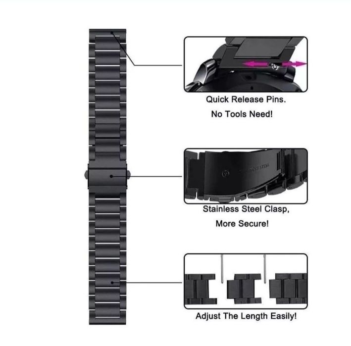 Метална Стоманена Верижка за часовник Huawei Watch GT6 GT5 GT4 GT3 GT2