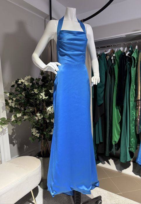Rochie lunga blue ciel satin ( nu MLH , Rhea Costa )