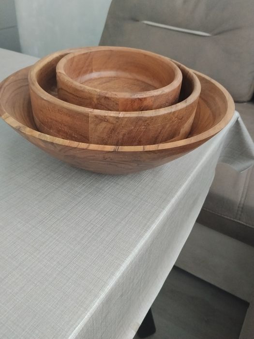 Дървени купи за сервиране комлект