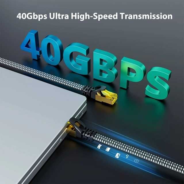 Cablu Ethernet Cat 8 ARISKEEN, 50m, 40 Gbps, S/FTP si Conectori RJ45