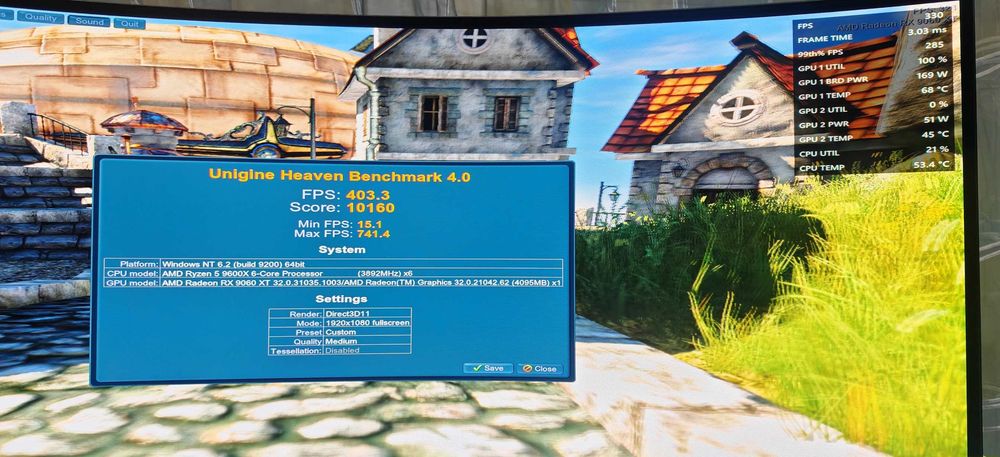 Супер Геймърско PC Ryzen 5 9600X/32Gb D5 6400Mhz G.Skill/1TB SSD/RX 9060XT 16Gb/WiFi&BT/Гаранция