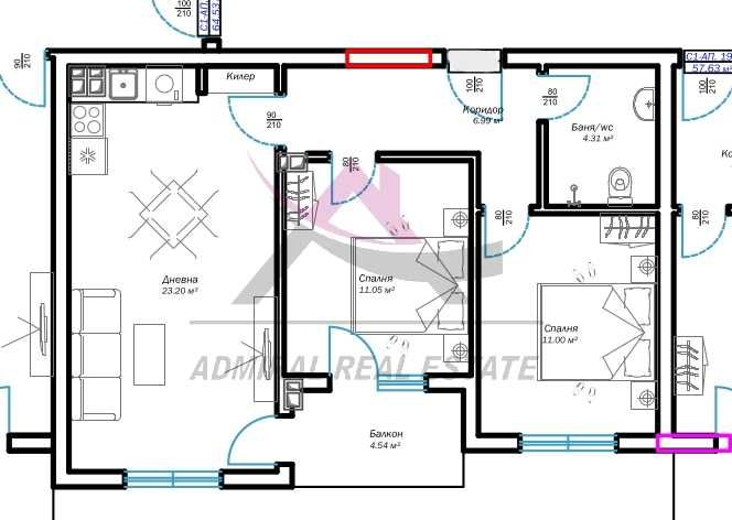 Продава се Тристаен апартамент в Варна, Възраждане 3 - 90 кв.м за 1478 €/кв.м - Снимка #2