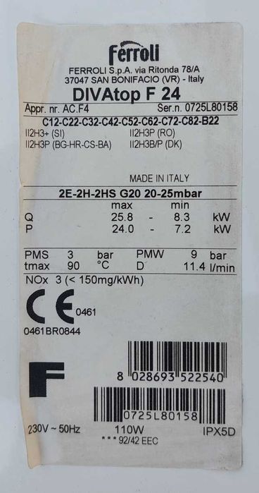 Dezmembrez/piese  centrala Feroli DIVAtop F24.