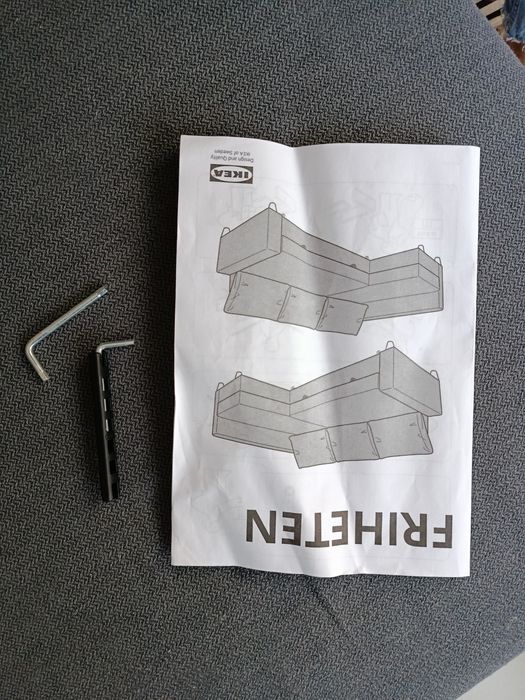 Ъглов разтегателен диван - сив, ИКЕА