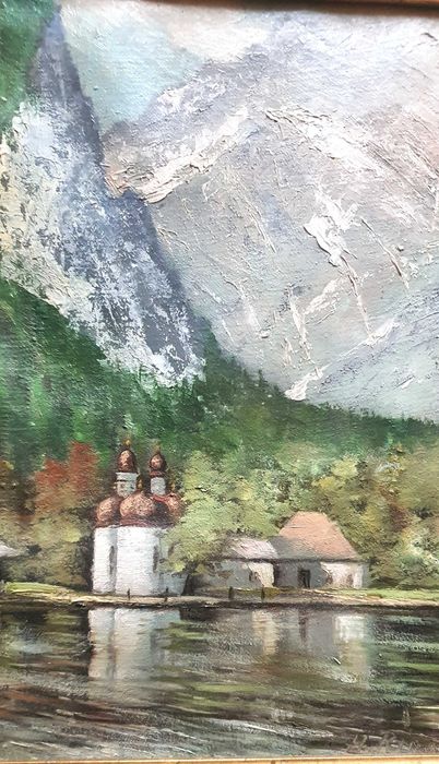 Tablou in ulei peisaj din Alpi