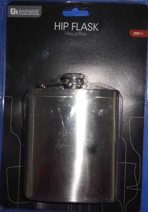 Бутилка / фласка / HIP FLASK за алкохол, плоска, джобна,  стоманена 6€