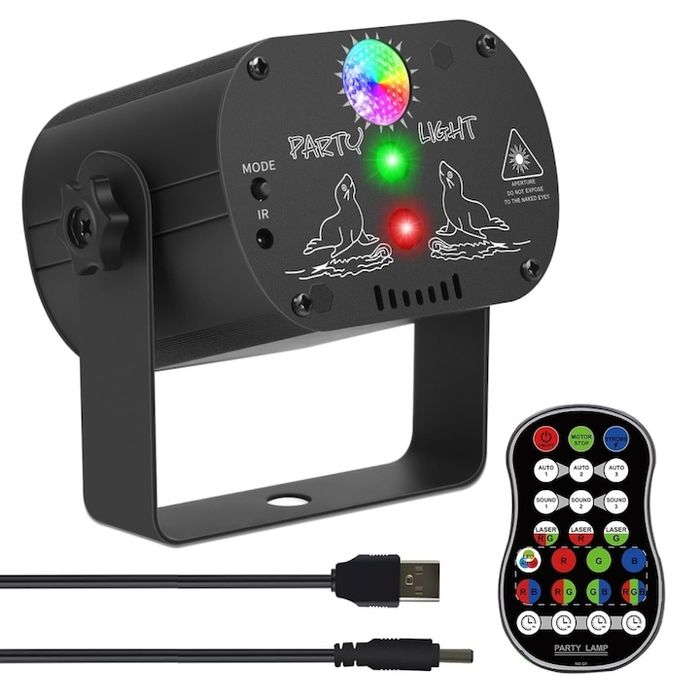 Proiector de lumini disco,RGB,60lumini discotelecomanda,75x90x60mm,nou