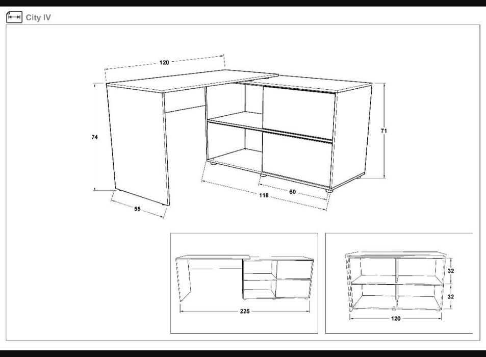 Бюро за работа и/или учене (бял гланц + дъб)