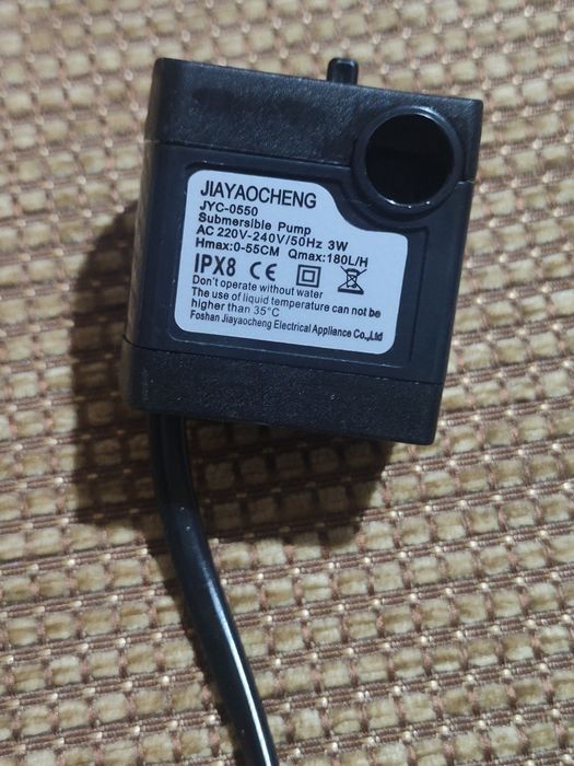 Pompă submersibilă 3W, 180 l/h, pentru fântână, acvariu, hidroponie