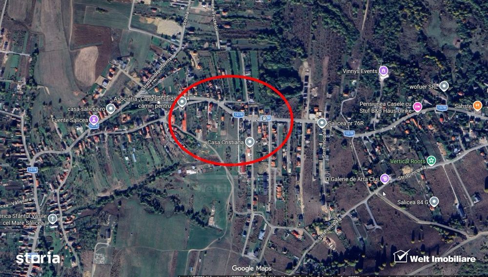 Salicea – teren intravilan 920 mp, front 28 m la doua strazi, utilit