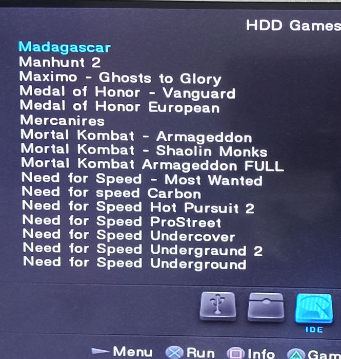 Ps2 fat hdd 250 gb 90 ta o'yin