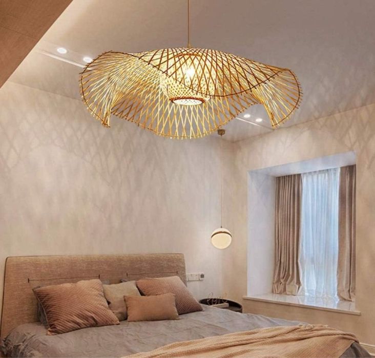 Ратанова плетена лампа бохо