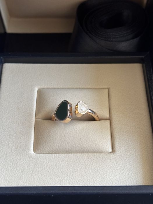 CHOPARD happy hearts 18CT ROSE GOLD MALACHITE HEART RING 829482-5130 (52)