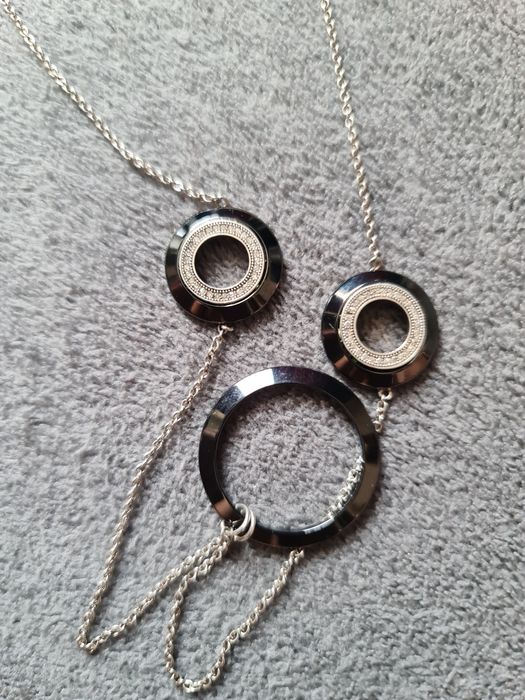 Superb colier argint 925,France,Black și pietre stralucitoare