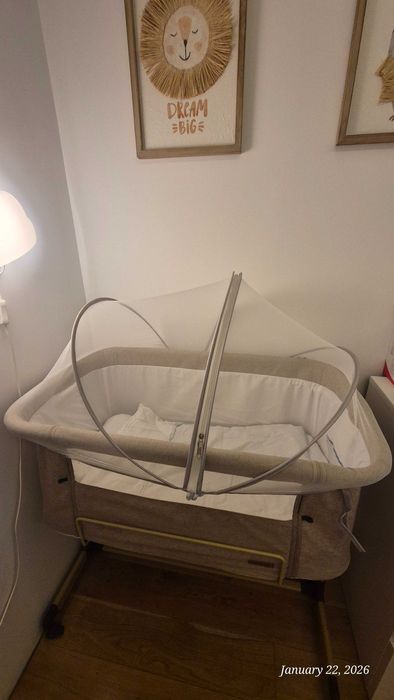 Бебешка мини кошара с падаща страна KikkaBoo - Amaris, Beige