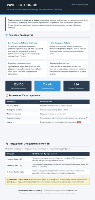 Модул за управление на светлините на ремаркета и каравани - "теглич"