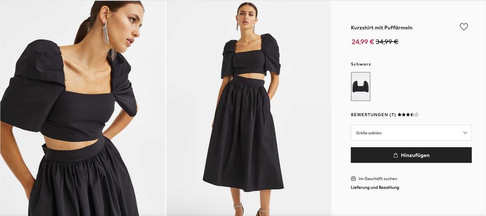 Новая укороченная рубашка /топ с пышными рукавами H&M, размер L(48/52)