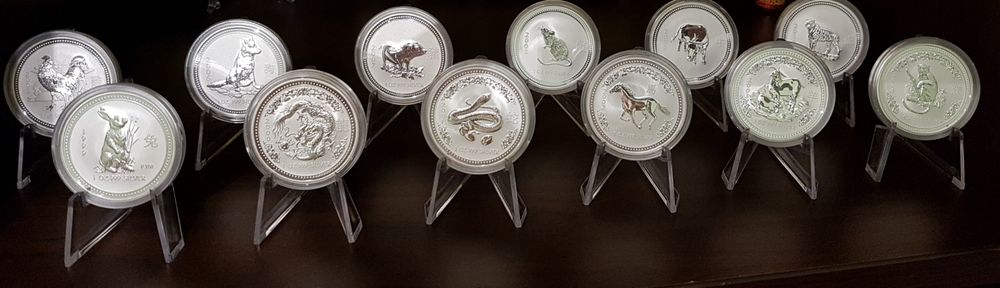 Perth Mint Lunar 1 si 2 complete monede lingou argint 999