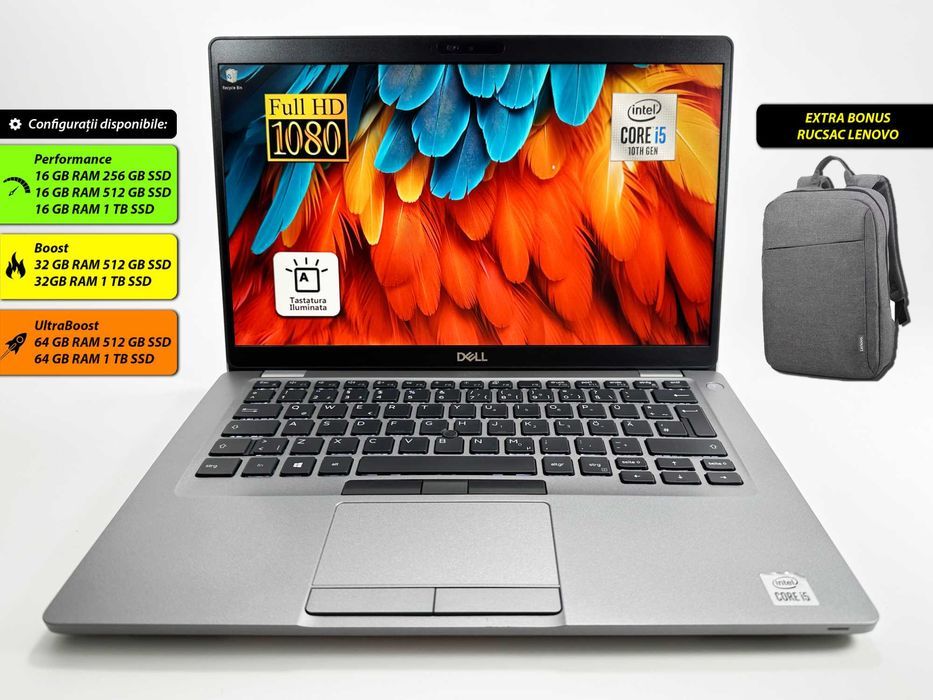 Laptop Dell Intel i5-10310U 64 gb ram 512 GB ssd Ecran 14 inch Full HD Slot SIM Modul 4G Gama business ultrabook Windows 11 Factura si Garantie 1 an