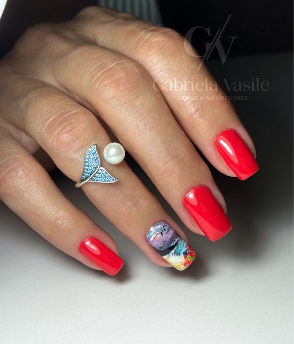 Unghii cu gel , manichiura semipermanenta, pictura personalizata