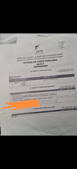 Vând teren în Biharia 2500 mp cu posibilitate de parcelare Intravilan