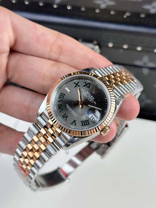 rolex datejust 36mm сребърна роза