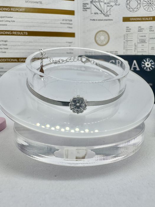 Сребърна гривна с мойсанит (диамант) 0.5 карата