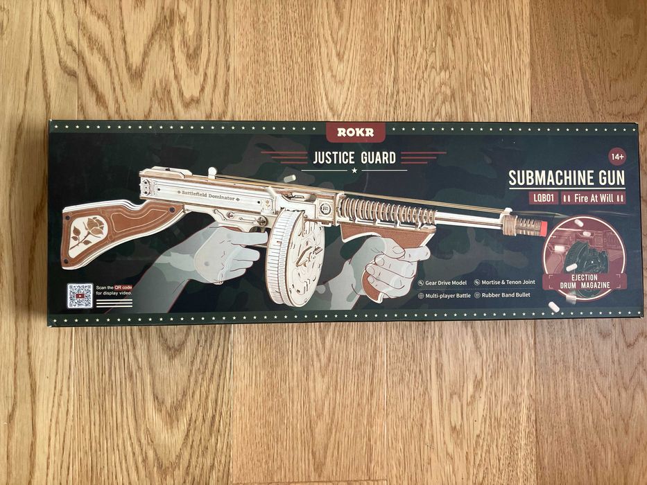 ROKR Submachine Gun LQB01 – puzzle 3D din lemn, nou