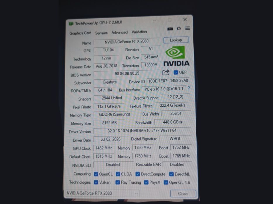 Продам видеокарту RTX 2080 turbo