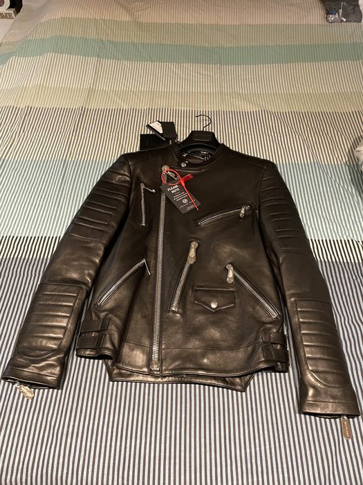 Geacă piele naturala!Philipp Plein!nou!original!!!