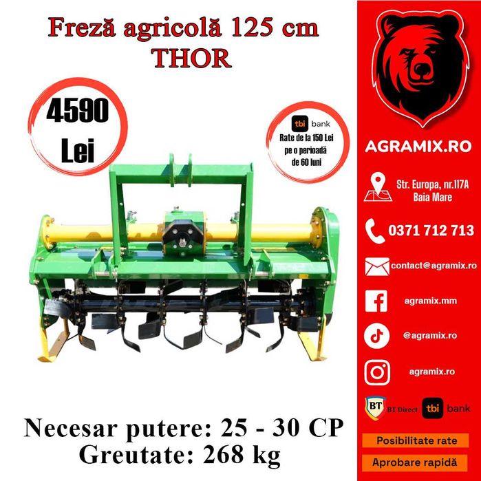 Freza agricola THOR cu latimea de lucru 125cm nou Agramix