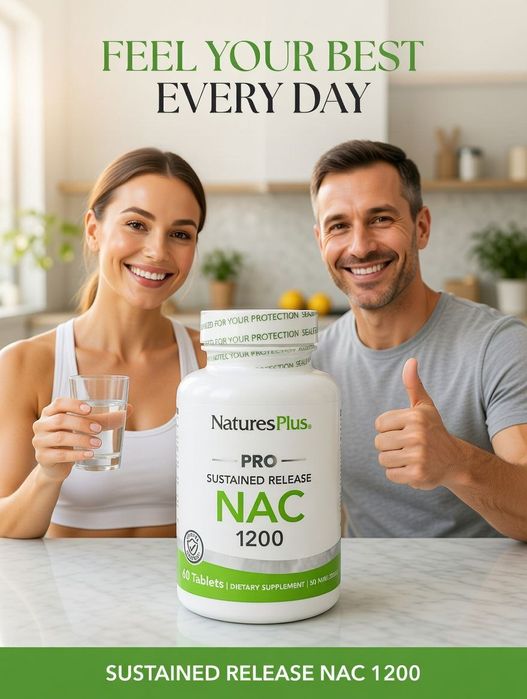 НАК - Ацетилцистеин, NaturesPlus, PRO NAC
1 200мг
60 таблеток