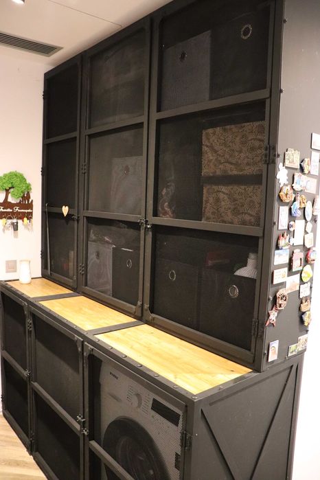 Comoda cu 2 usi tip plasa si lemn, orice dimesiune, stil industrial