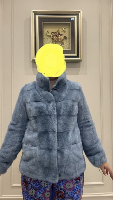 Норковая шуба голубая