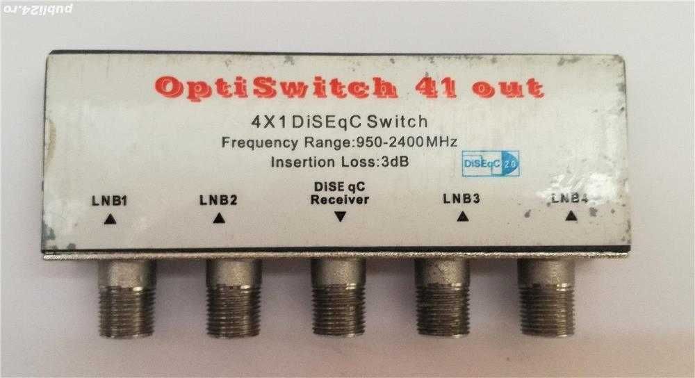 Comutator DiseqC 2.0 Digiality - pentru 4 LNB-uri.