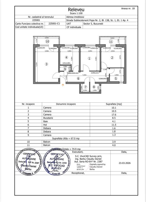 3 Camere Decomandat | 2 Băi | 3 Debarale | Petre Ispirescu | Etaj 1