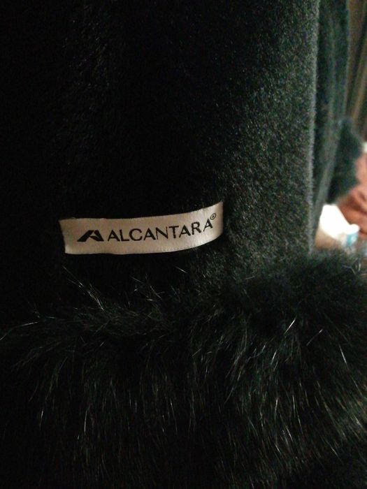 Луксозно дамско кожено палто Алкантра и лисица