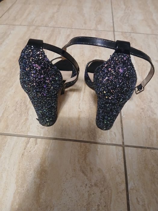 Sandale dama culoarea albastra cu sclipici