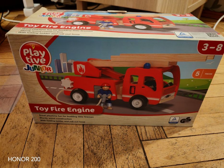 Mașinuța pompieri lemn copii