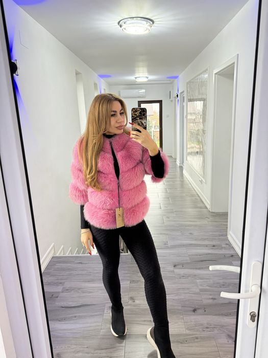 Blana naturala vulpe roz