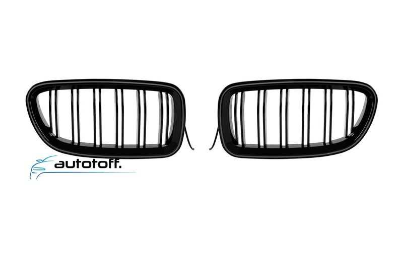 Grile duble ilumintate compatibile cu BMW Seria 5 F10 F11 (10-17) Negru lucios cu LED