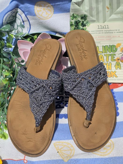 Skechers чехли естествена кожа