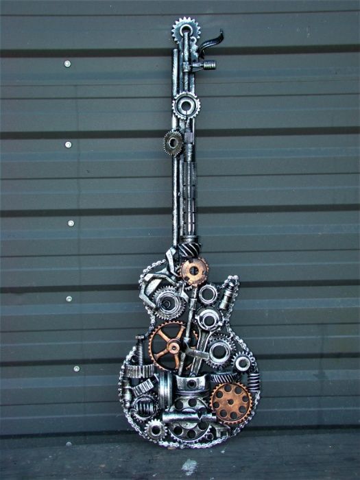 Chitara rock,decor stil industrial.Piese auto/moto,produs hand made.