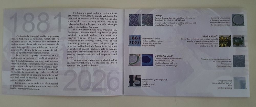 Bancnota aniversara Imprimeria BNR