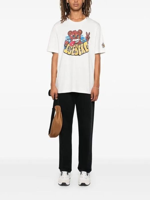 Мъжка тениска Iceberg White T-shirt with Bear Vxmee Logo