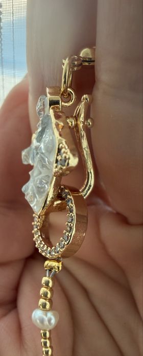 Colier fluture - Placat aur 18K, Perle de cultură și Miyuki